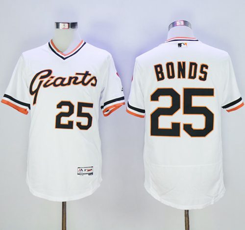 Giants #25 Barry Bonds White Flexbase Authentic Collection Cooperstown Stitched MLB Jersey